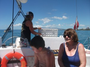 Angel and Jean aboard for snorkeling on our last full day in Hawaii. 