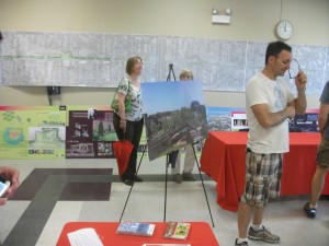 Numerous maps and posters at the open house help explain both the vision and progress of The 606 Project. 