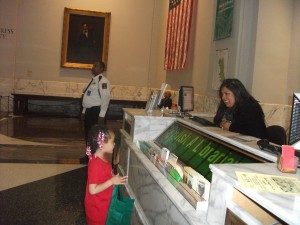 Granddaughter Lashauna engages at the Chicago Public Library.