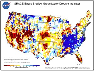 NASA-generated groundwater drought map from the NIDIS website (https://www.drought.gov).